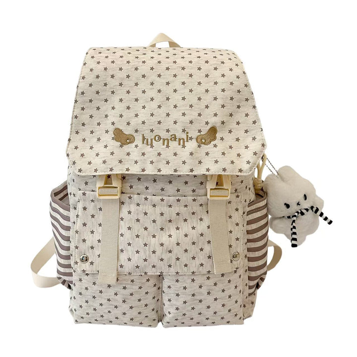 Star-Patterned Multi-Pocket Backpack