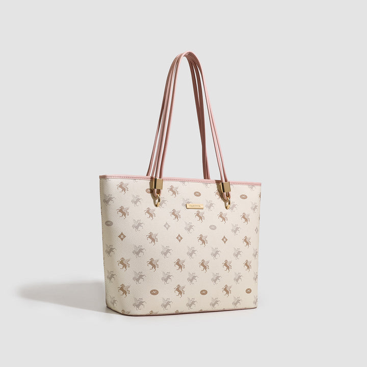 Women's tote bag with elegant horse pattern and sturdy carrying handles