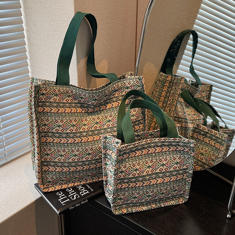 Women's shopping bag with artistic ethnic pattern