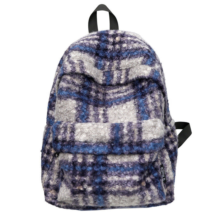 Cozy Fleece Checkered School Backpack