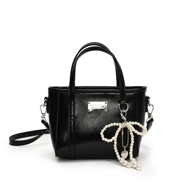 Ladies Mini Handbag with Pearl-Embellished Pendant