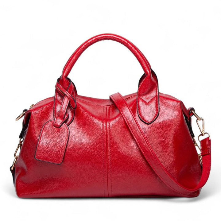 Textured Leather Shoulder Handbag