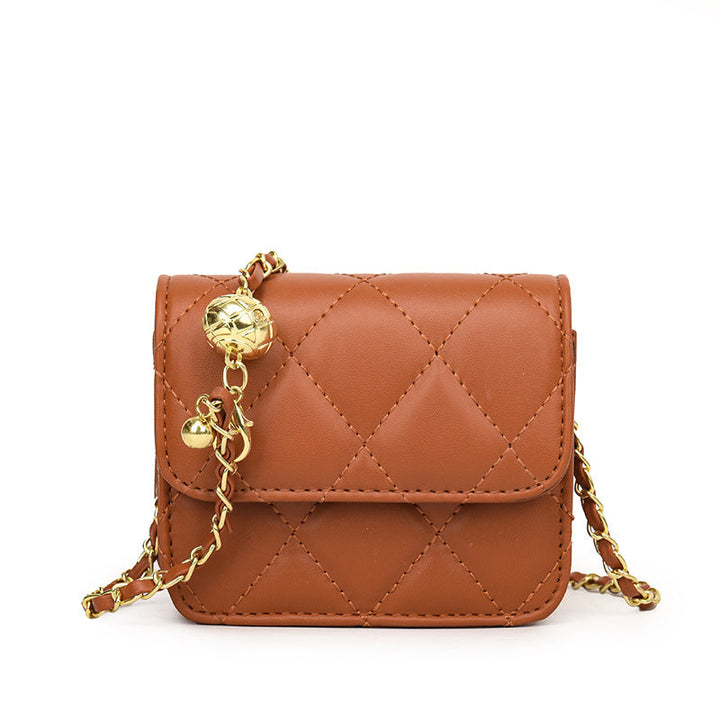Women's mini crossbody bag with shiny chain and charming pendant