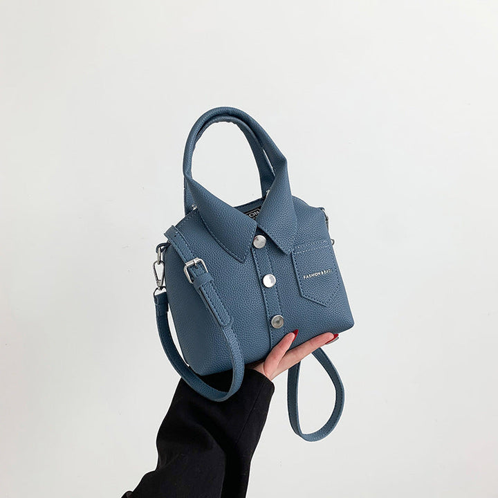 Ladies mini handbag in shirt design with adjustable shoulder strap