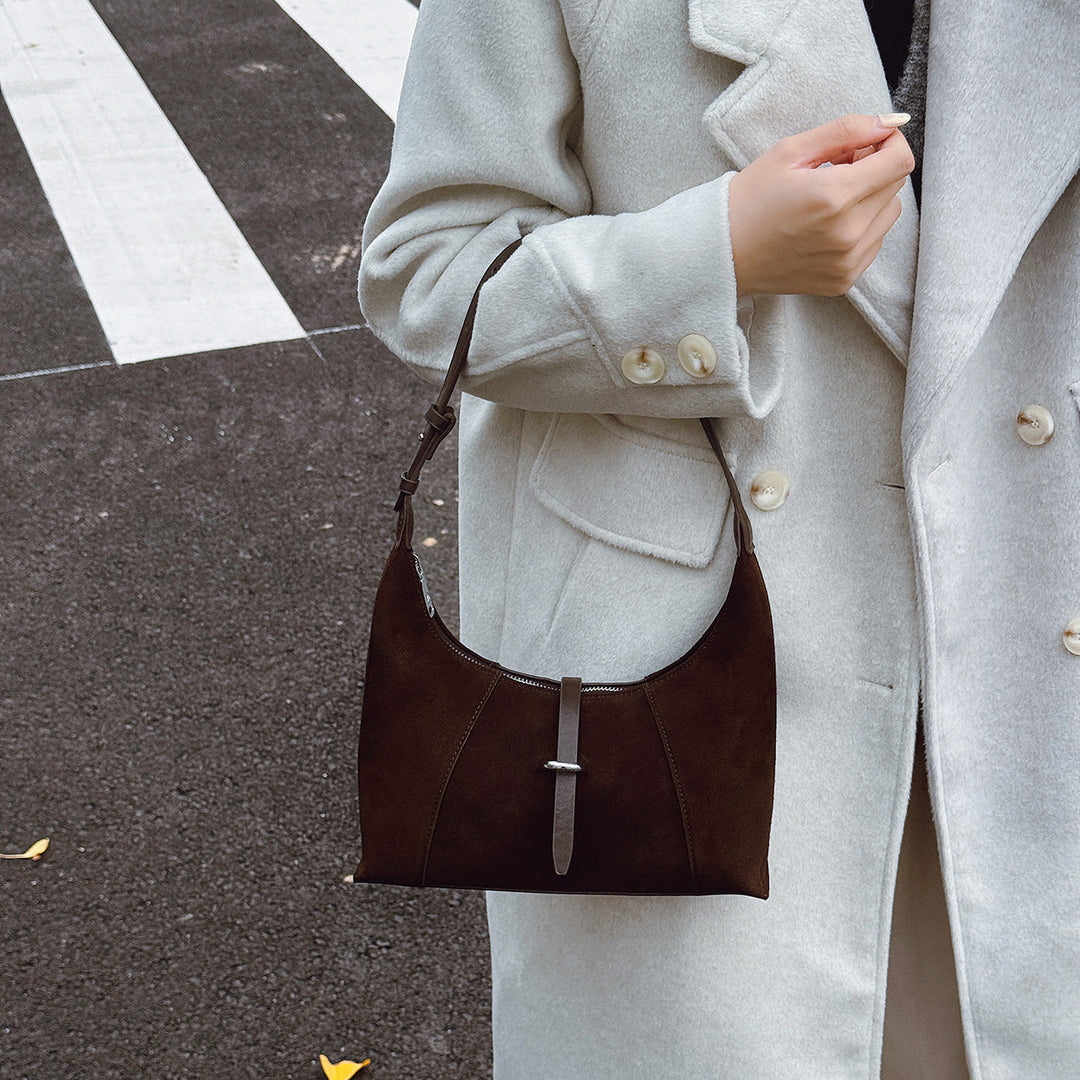 Women high-quality hobo bag made of suede