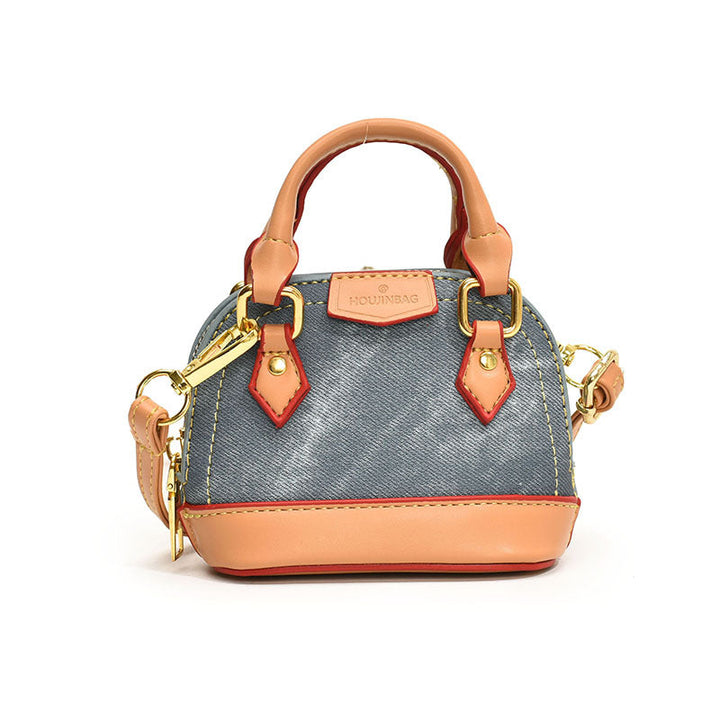 Women’s mini hobo bag made of textured synthetic leather with golden accents