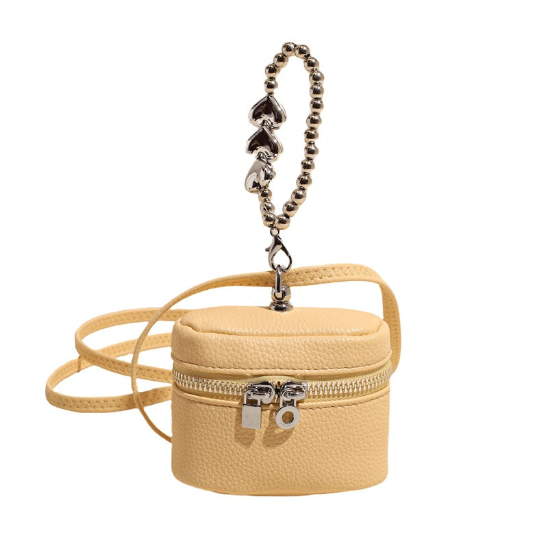 Women’s Mini Shoulder Bag with Decorative Heart Pendant