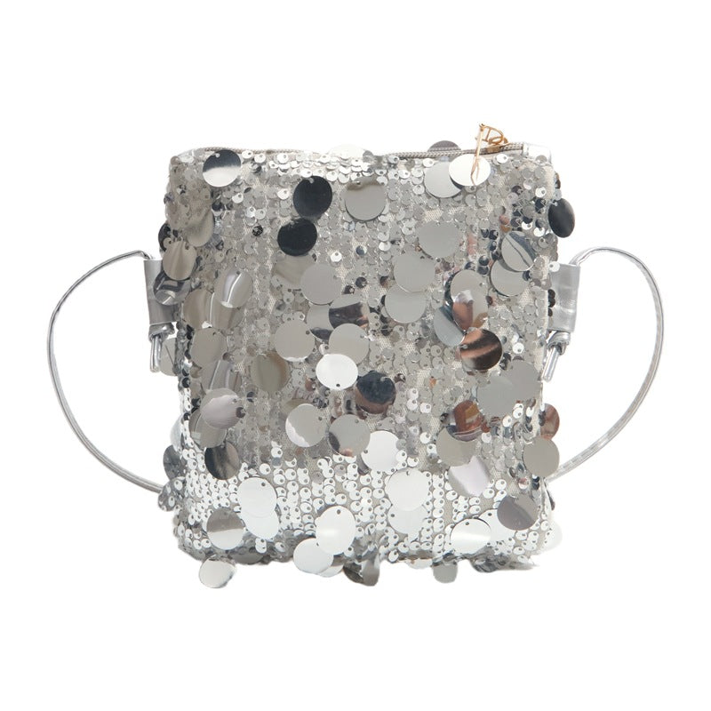 Women’s shoulder bag with sparkly sequin design