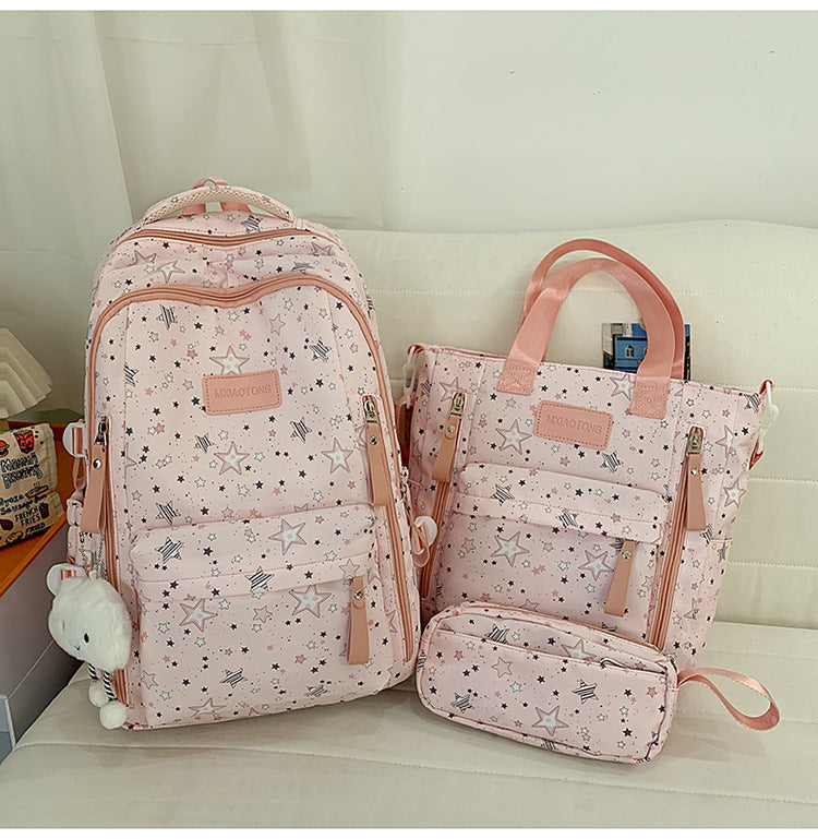Star-Printed Multipurpose School Backpack and Tote Set