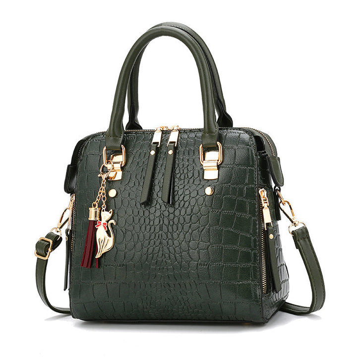 Women's high-quality tote handbag with stylish crocodile leather look and removable shoulder strap