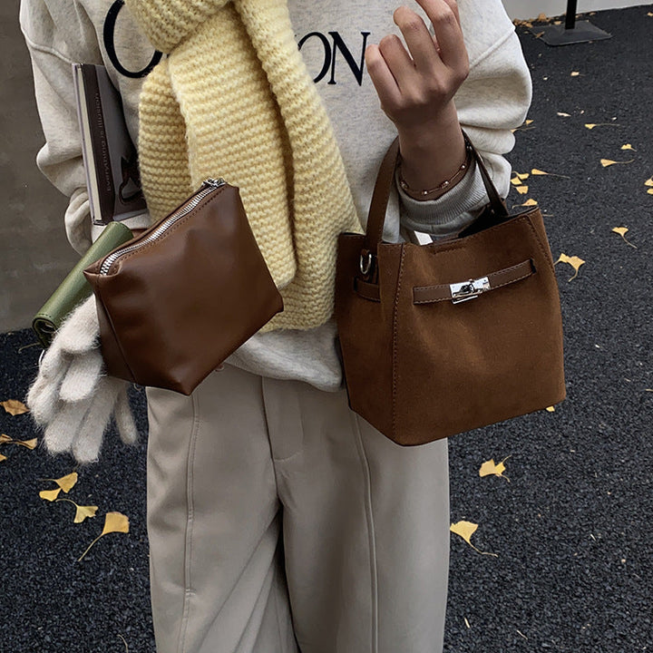 Ladies elegant suede tote bag