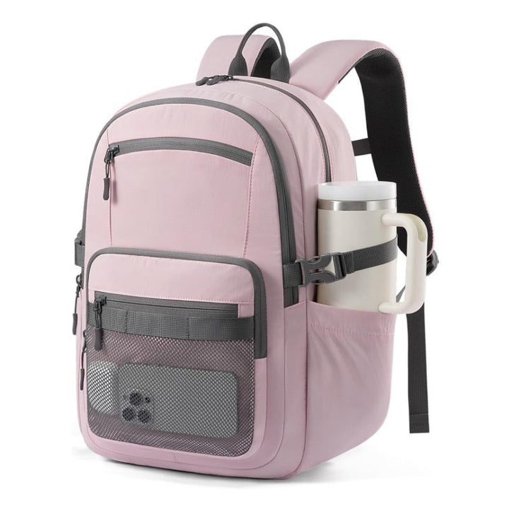 Everyday backpack with practical bottle holder