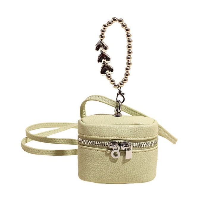 Women’s Mini Shoulder Bag with Decorative Heart Pendant