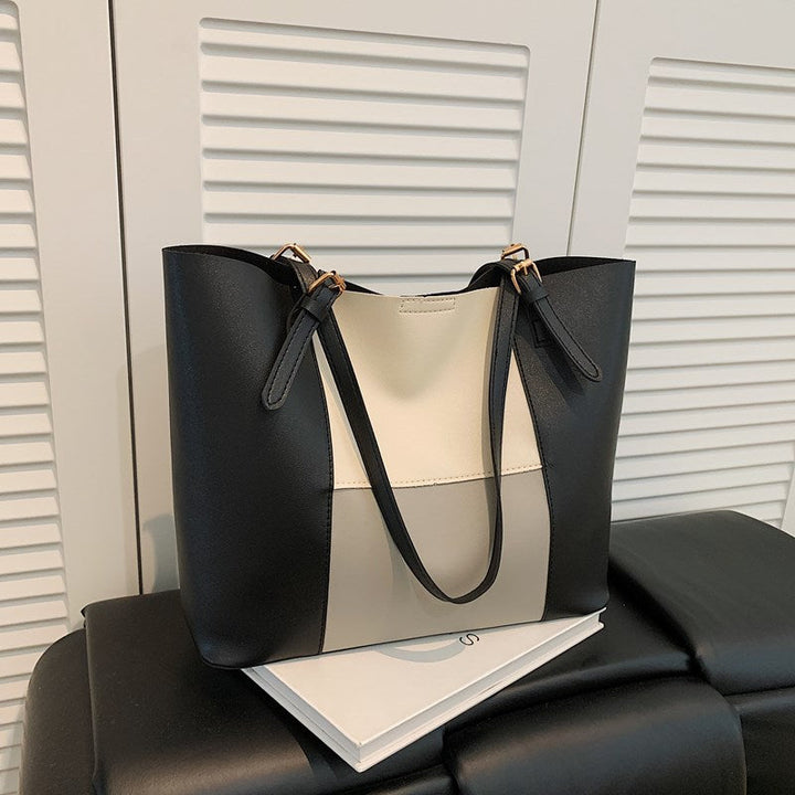Women's spacious tote bag with elegant color block details