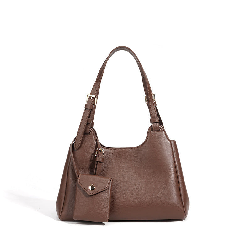 Women’s hobo bag made of high-quality leather with detachable mini-wallet