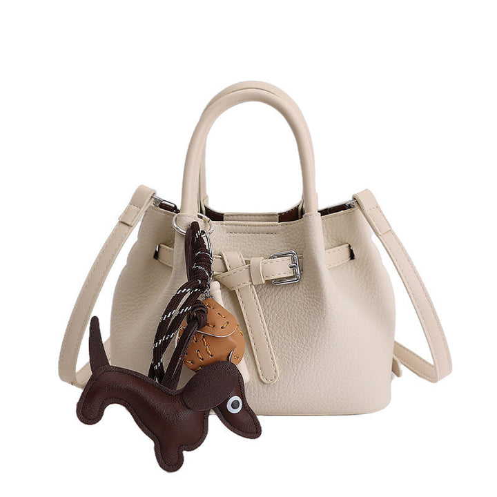 Women Designer Bucket Bag with playful animal charm