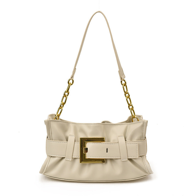 Women's crossbody bag with elegant chain accent and soft upper material