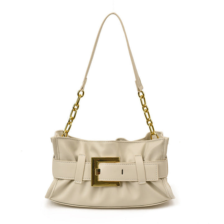 Women's crossbody bag with elegant chain accent and soft upper material