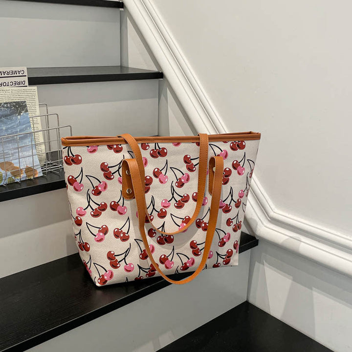 Women's Tote Bag with Fruity Cherry Design