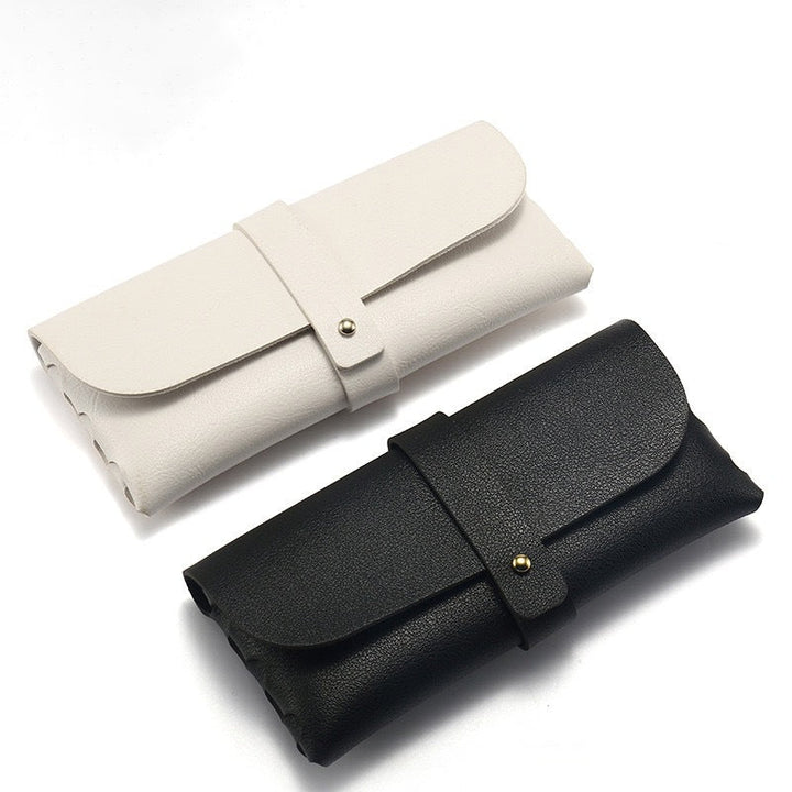 Folding premium soft leather sunglasses roll pouch