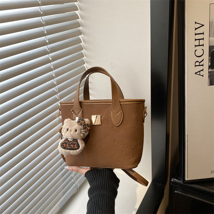 Ladies trendy mini bag with high-quality crocodile pattern and removable plush toy charm