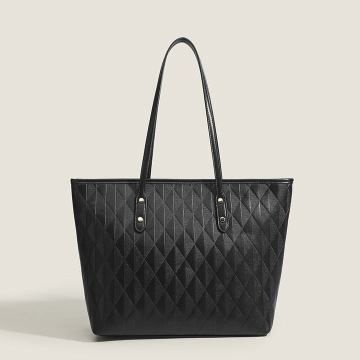 Women's tote bag with elegant diamond design and practical inner compartments