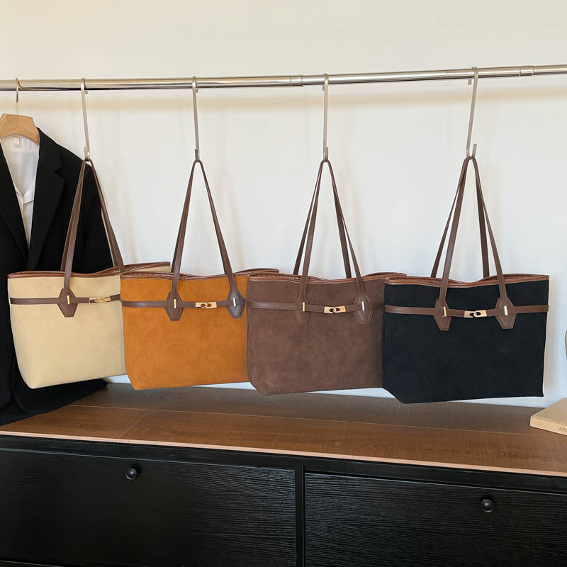 Women versatile tote bag made of soft suede