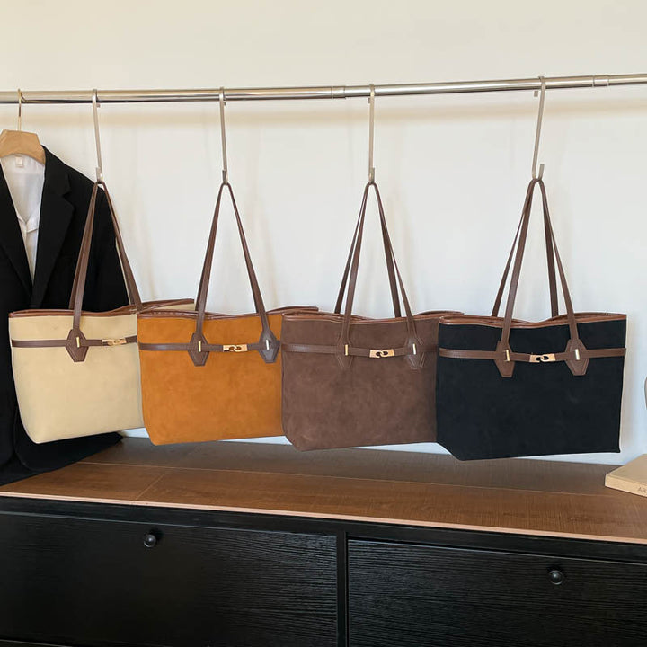 Women versatile tote bag made of soft suede