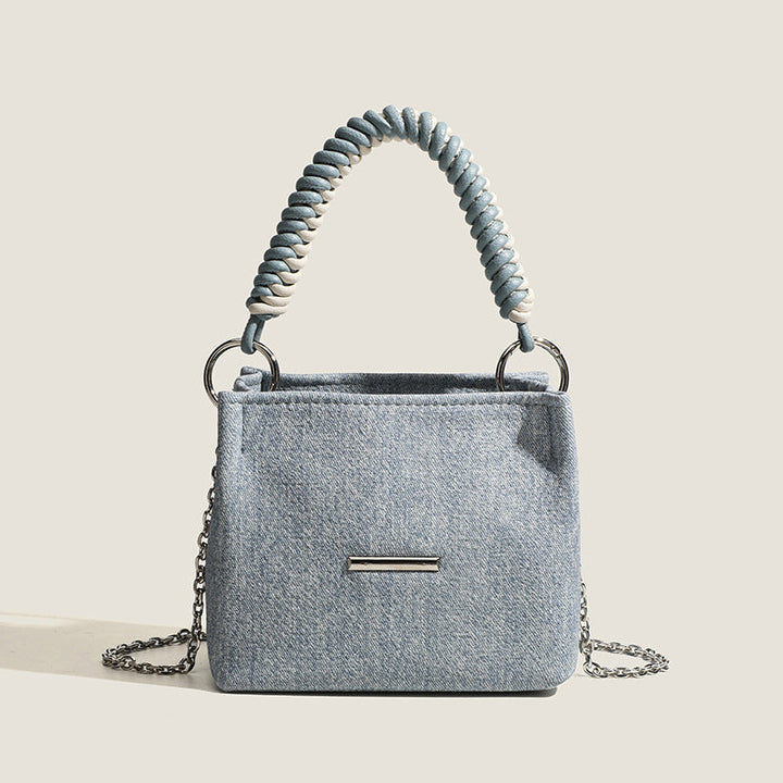 Women's Denim Mini Handbag with Elegant Chain Strap