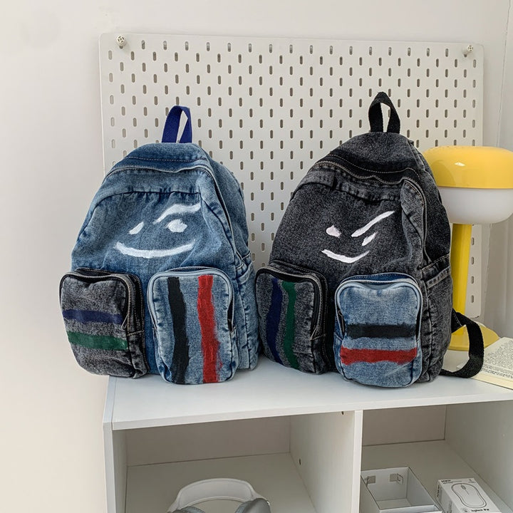 Artistic Denim Backpack