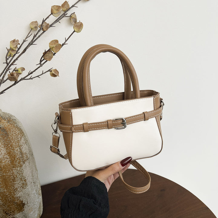 Ladies elegant mini handbag with double carrying handle and removable shoulder chain