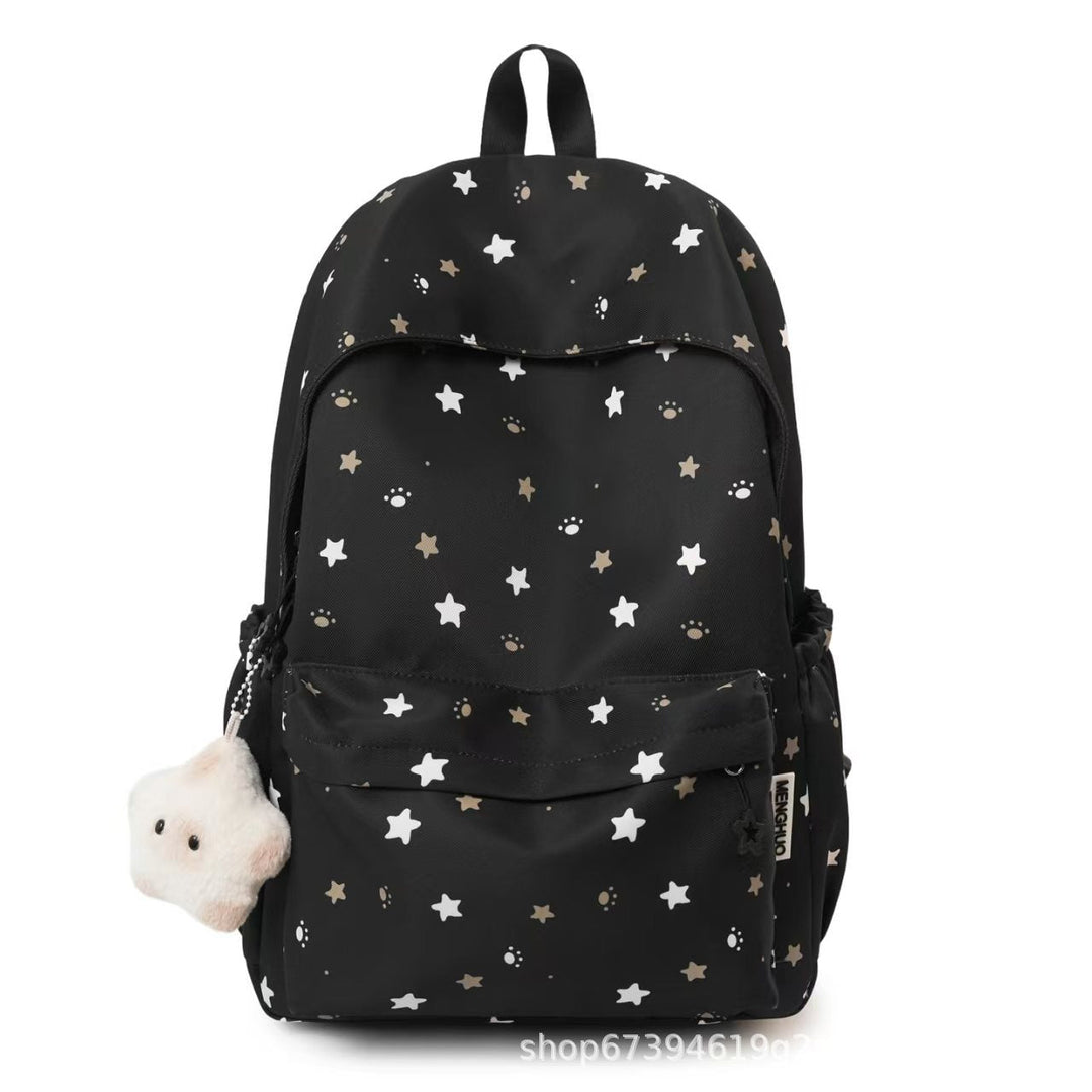 Star-Patterned Soft Fabric Backpack