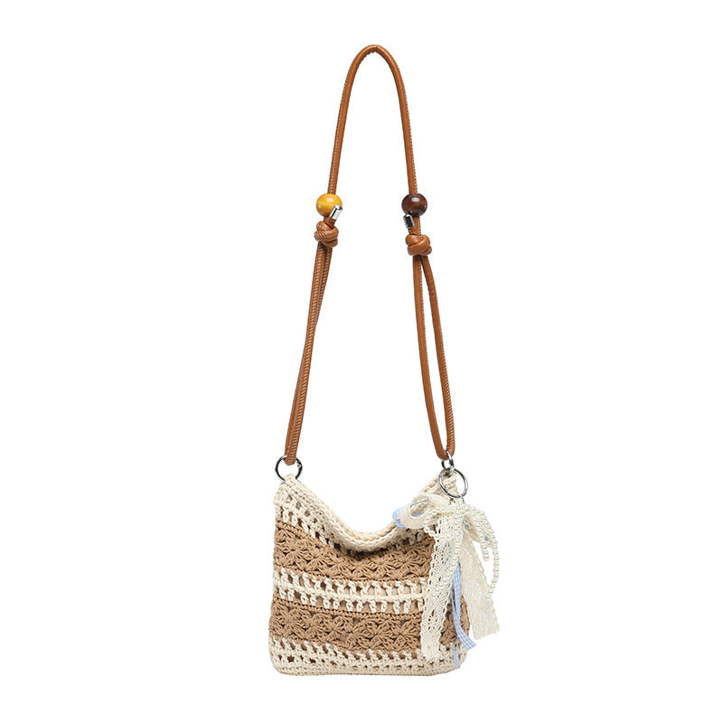 Women crocheted shoulder bag with decorative details