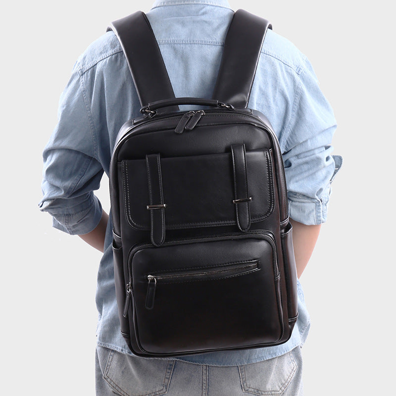 Stylish Multi-Compartment Leather Backpack