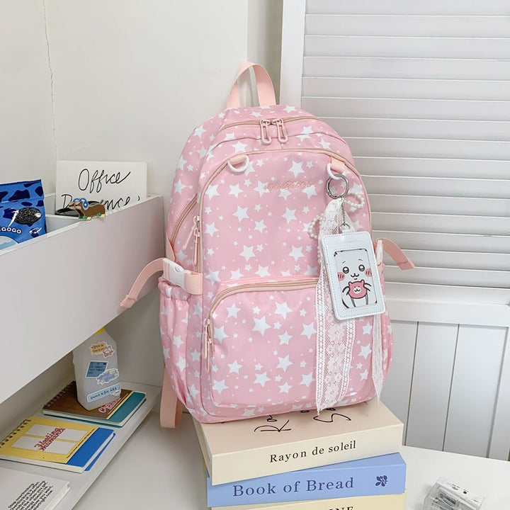 Star-Patterned Multi-Pocket Backpack