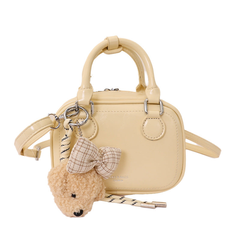 Women's mini handbag with detachable plush charm