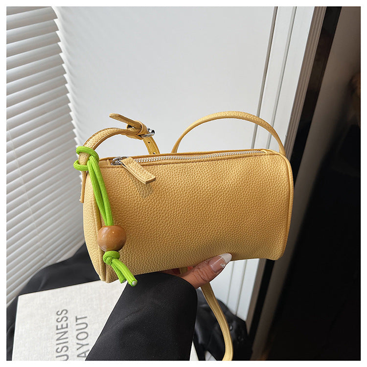 Women's Shoulder Bag made of high-quality synthetic leather with colorful drawstring