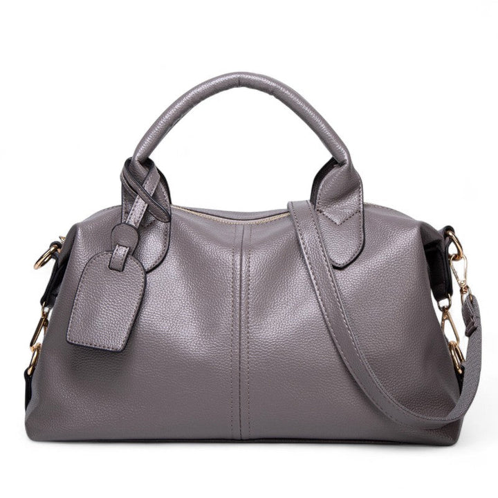 Textured Leather Shoulder Handbag