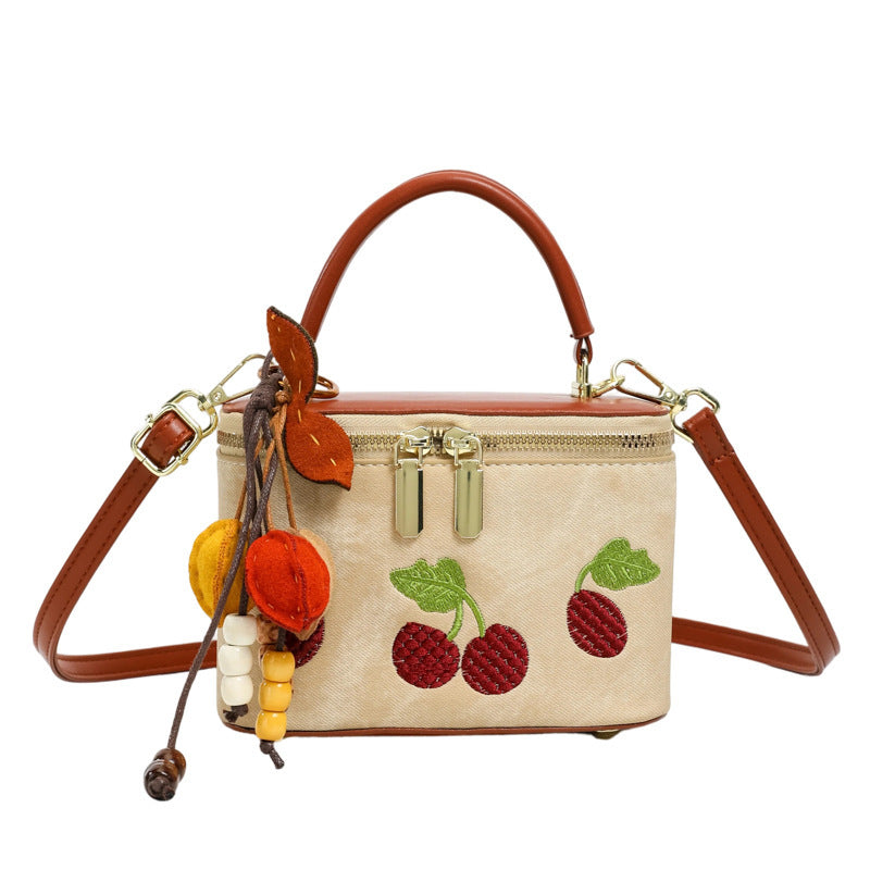Women's practical shoulder bag with cute fruit motif and practical inner pocket