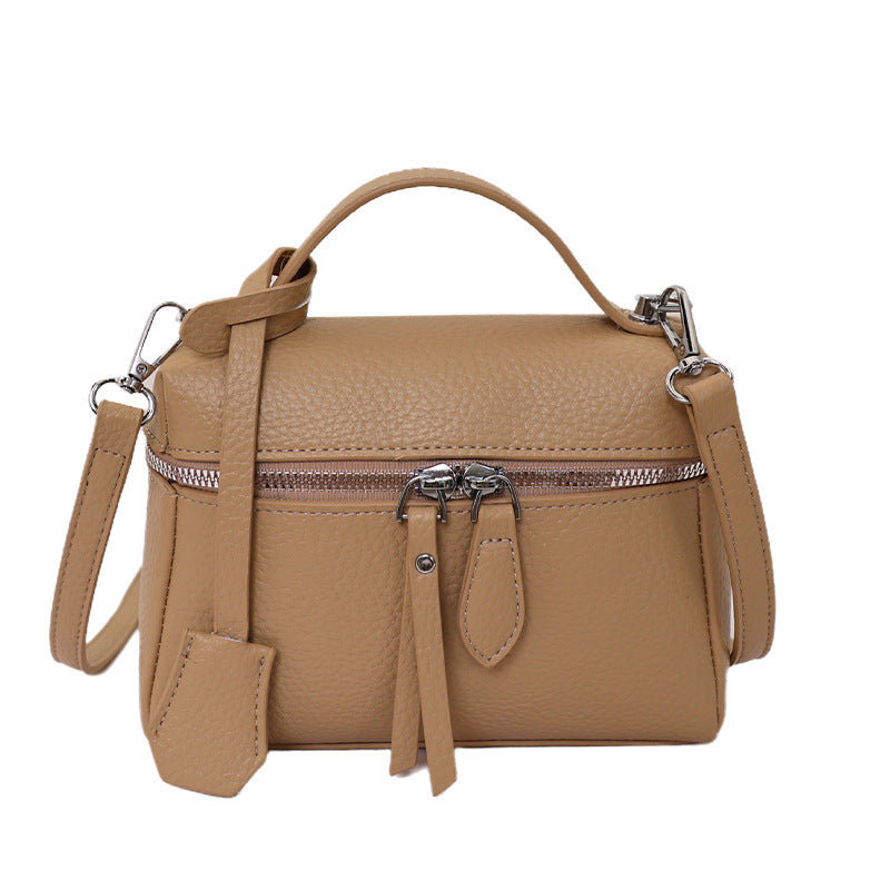 Women's practical shoulder bag with double zipper and versatile carrying strap