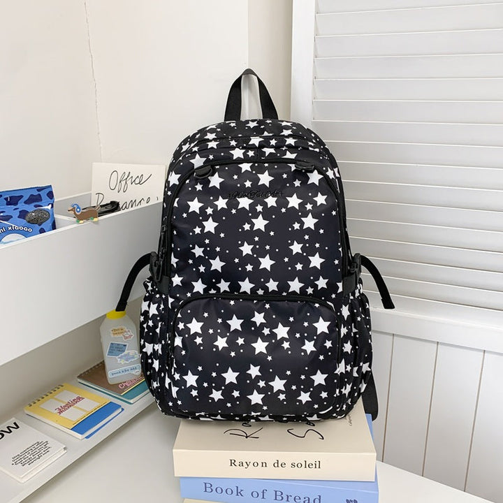 Star-Patterned Multi-Pocket Backpack