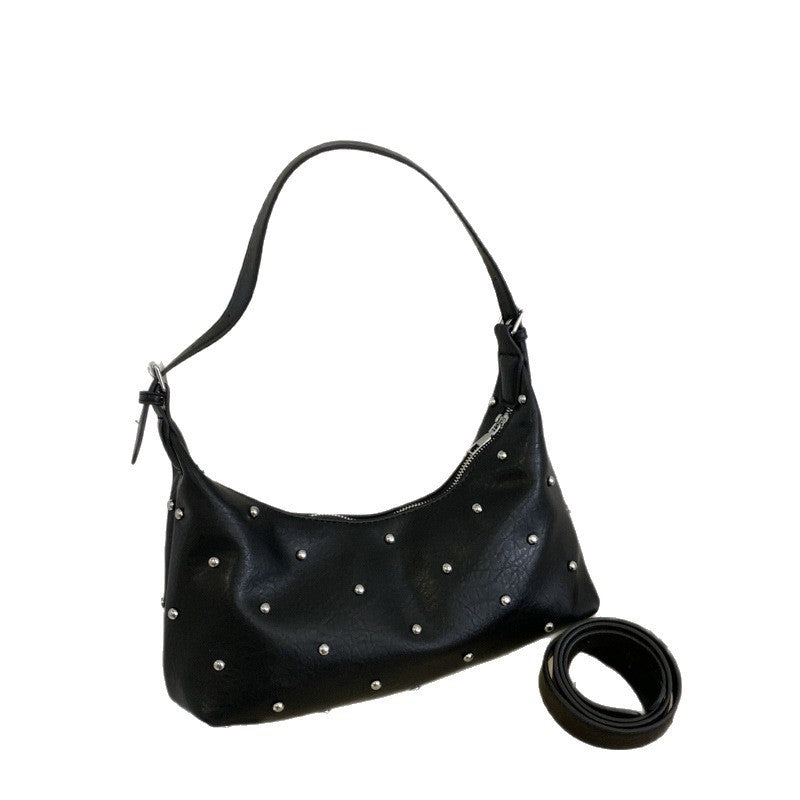 Women's casual shoulder bag with elegant pearl accents