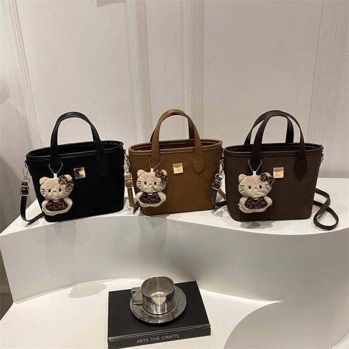 Ladies trendy mini bag with high-quality crocodile pattern and removable plush toy charm