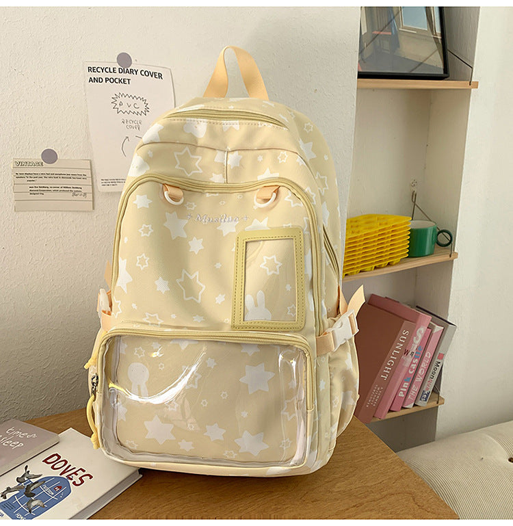 Star-Patterned Transparent Front Backpack