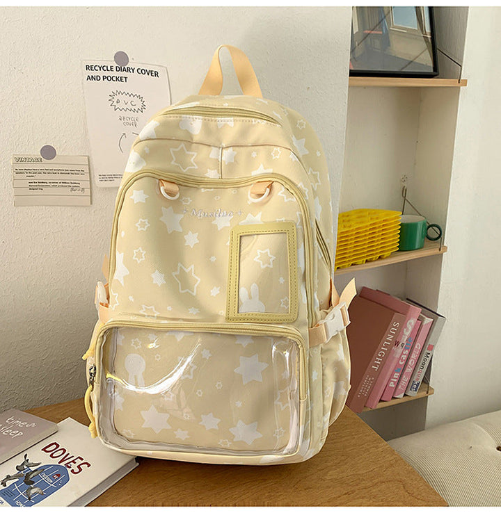 Star-Patterned Transparent Front Backpack