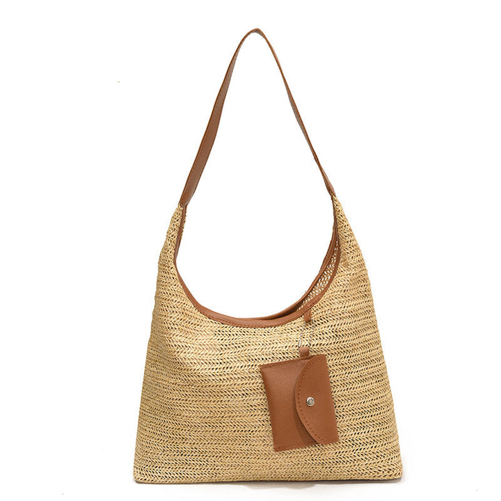 Colorful shoulder bag made of cotton with a practical additional pocket