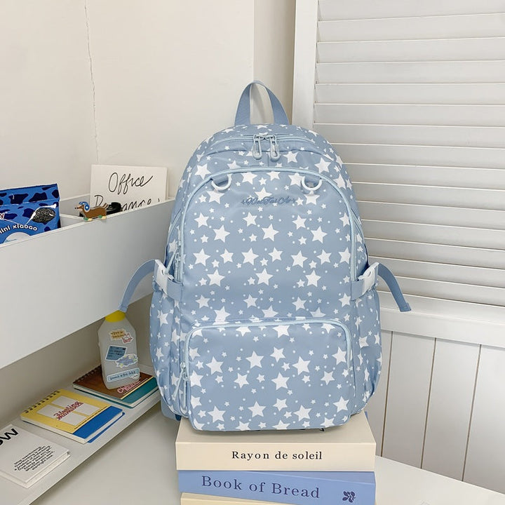 Star-Patterned Multi-Pocket Backpack