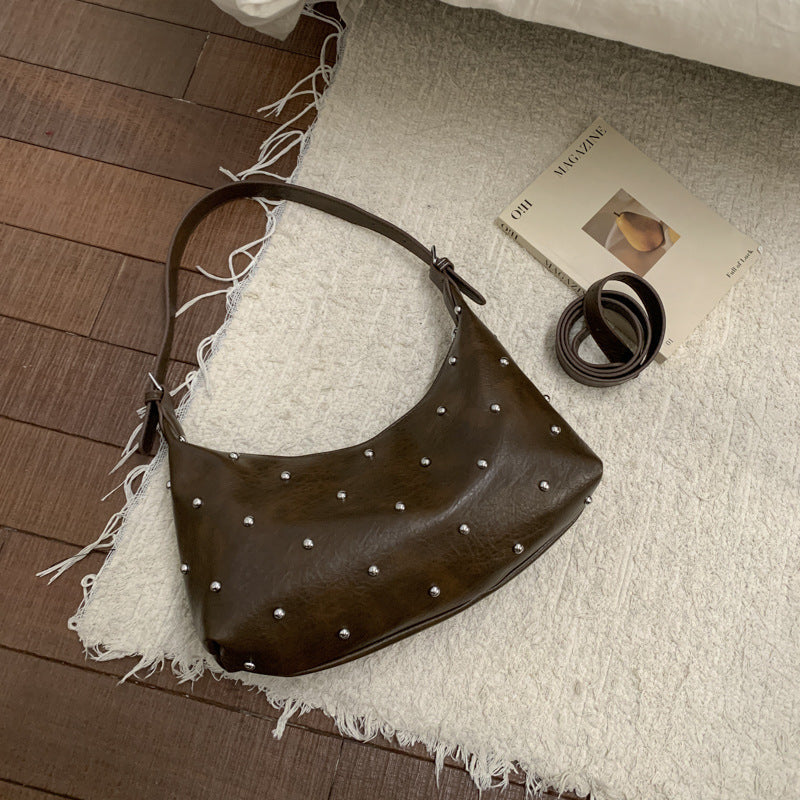 Women's casual shoulder bag with elegant pearl accents