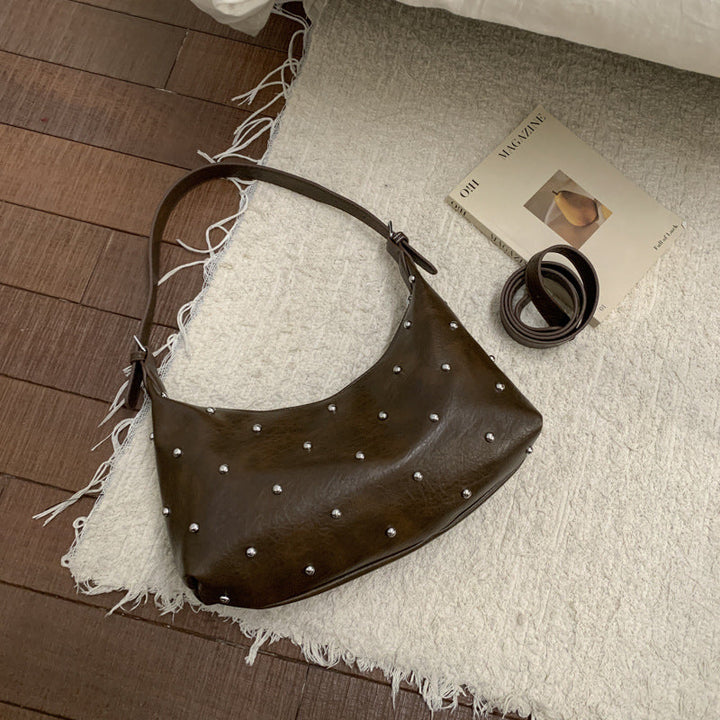 Women's casual shoulder bag with elegant pearl accents