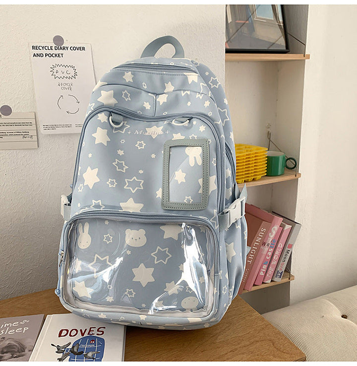 Star-Patterned Transparent Front Backpack